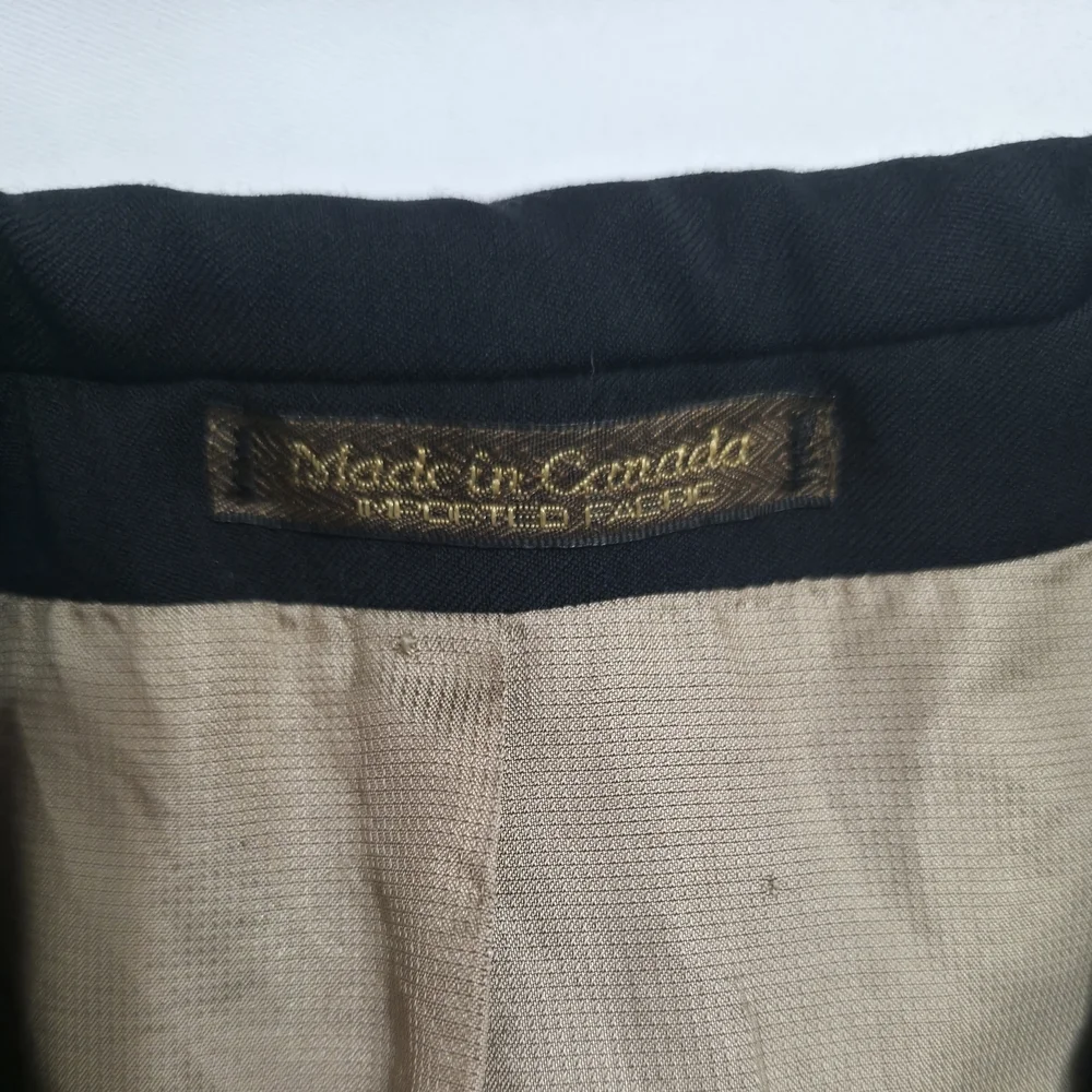 Vintage Black Wool Blazer TINO Made in Canada Mens 44R Classic Tailored Jacket